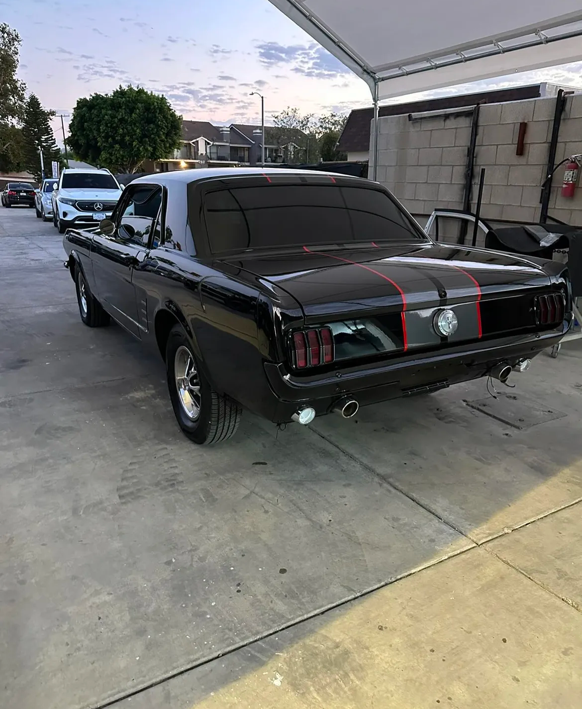 Black 1966 Ford Mustang Restoration with Custom Pinstripe